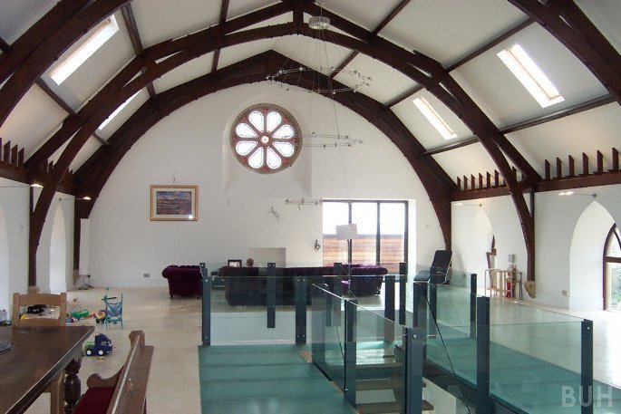 photo of upper floor with travertine tiles - facing South