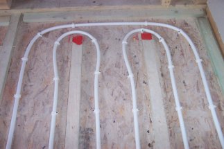 close-up photo of underfloor heating in suspended timber floor